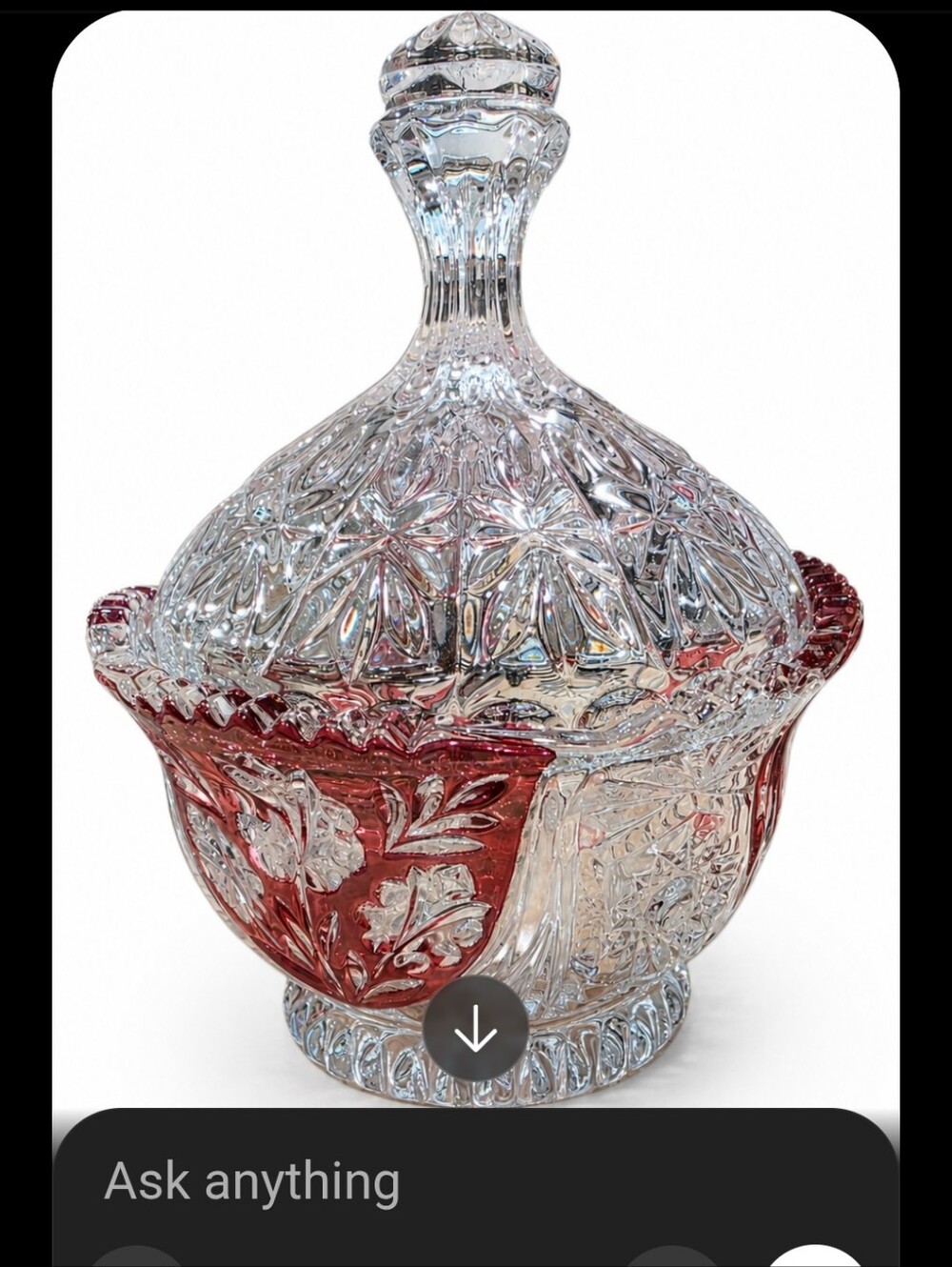 Vintage Anna Huitte Bleikristall  Candy Dish with Ruby Red Accents